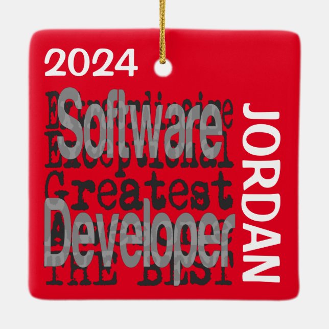 Software Developer Extraordinaire CUSTOM Ceramic Ornament (Back)