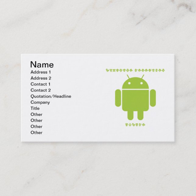 Software Developer Inside (Bug Droid Font Letters) Business Card (Front)