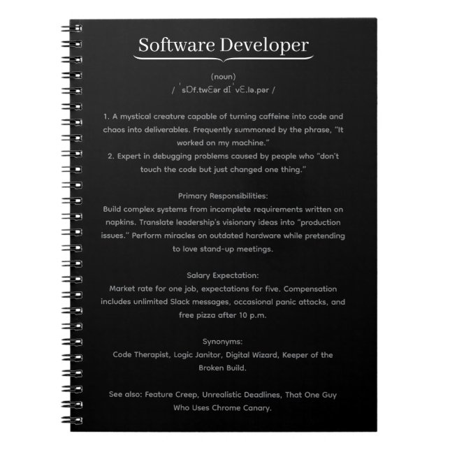 Software Developer Notebook (Front)