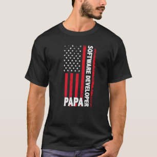 Software Developer Papa American Flag Father's Day T-Shirt