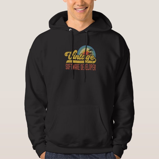 Software Developer Vintage Sunset Profession Retro Hoodie (Front)