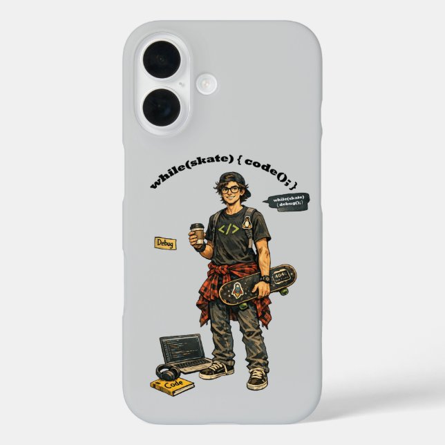 Software Engineer Coder Who Goes Skateboarding URM Case-Mate iPhone Case (Back)