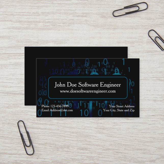 Software Engineer Cyber Security Business Card (Front/Back In Situ)