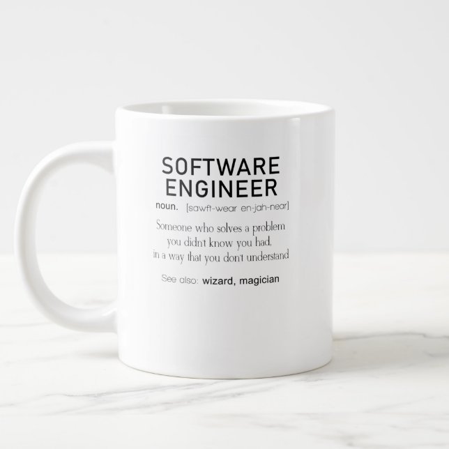 Software Engineer Definition Coder Definition Large Coffee Mug (Left)
