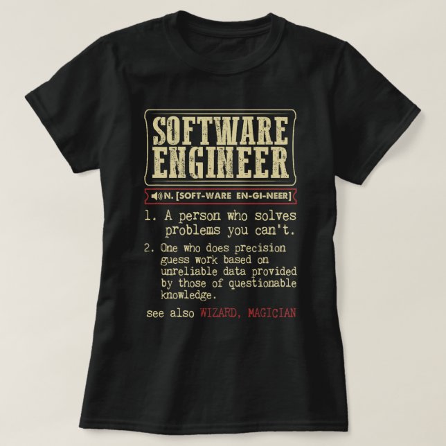 Software Engineer Dictionary Definition T-Shirt (Design Front)