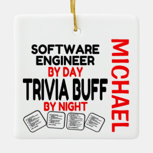 Software Engineer Loves Playing Trivia CUSTOM Ceramic Ornament