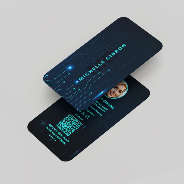 Software Engineer Monogram Neon Blue Tech Modern Business Card (Software Engineer Monogram Neon Blue Tech Modern Business Card
)