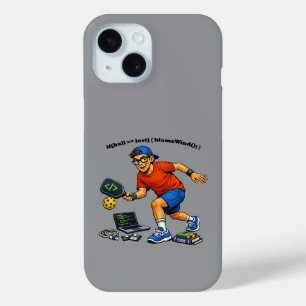 Software Engineer Playing Pickleball with a Paddle iPhone 15 Case