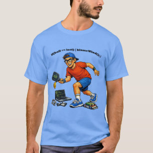 Software Engineer Playing Pickleball with a Paddle T-Shirt