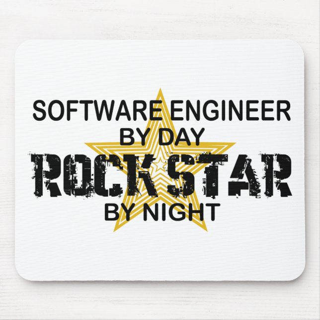 Software Engineer Rock Star by Night Mouse Pad (Front)