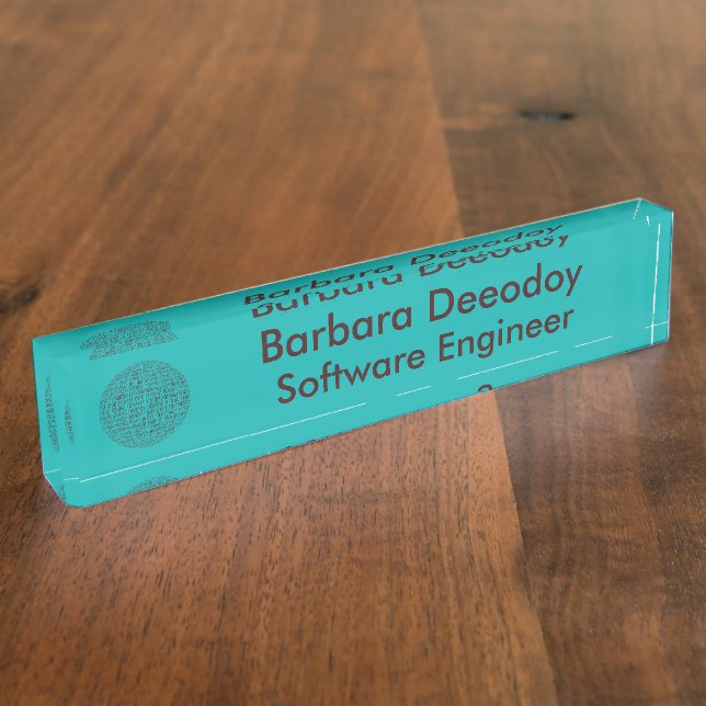 Software Engineer Teal Desk Nameplate (Side)
