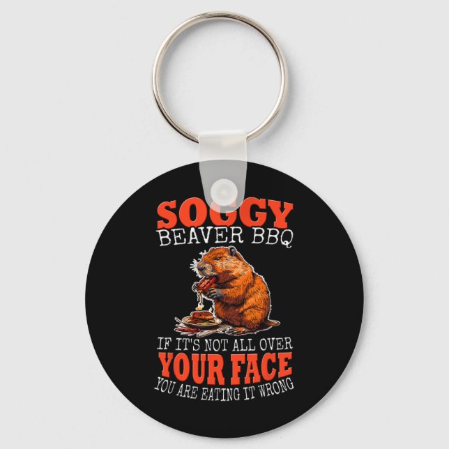 Soggy Beaver Bbq Shirt 1  Key Ring (Front)