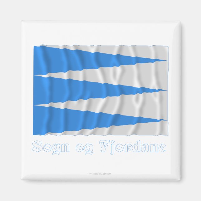 Sogn og Fjordane waving flag with name Magnet (Front)