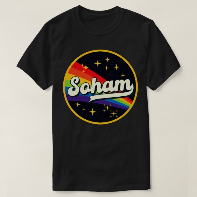 Soham Rainbow In Space Vintage Style T-Shirt (Design Front)