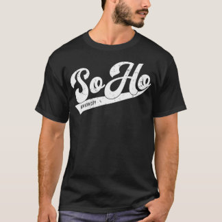 Soho New York City Typographic Distressed Design T-Shirt