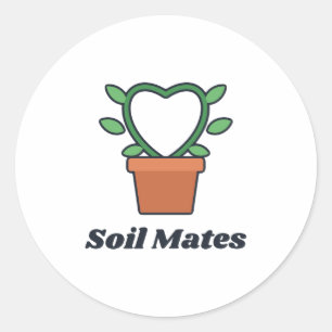 Soil Mates Heart Vine Plant Lover Pun Classic Round Sticker