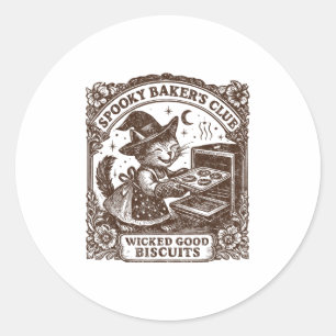 Soky Baker's Club Cat, Cozy Halloween Cat Baking B Classic Round Sticker