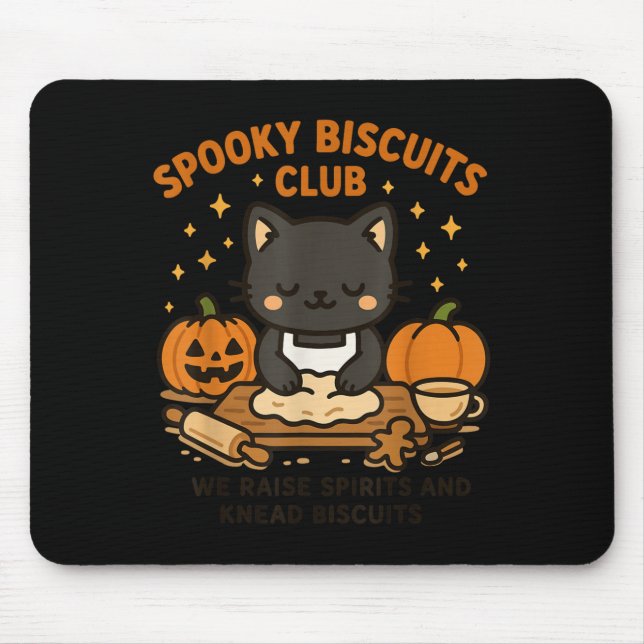 Soky Biscuits Club Cat Funny Halloween Baking Tee  Mouse Pad (Front)
