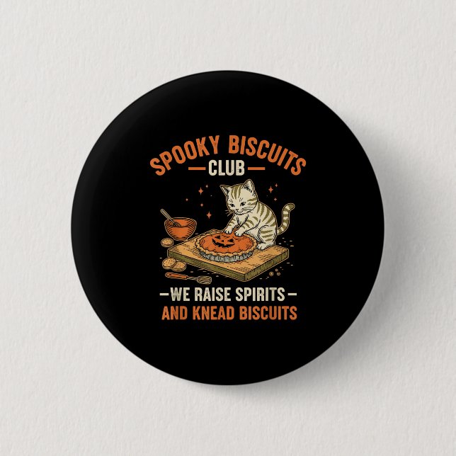Soky Biscuits Club Funny Halloween Cat Baking  6 Cm Round Badge (Front)
