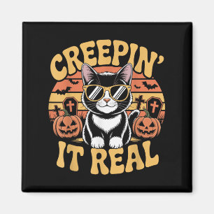 Soky Cute Creen' It Real Funny Cat Halloween Pun G Magnet