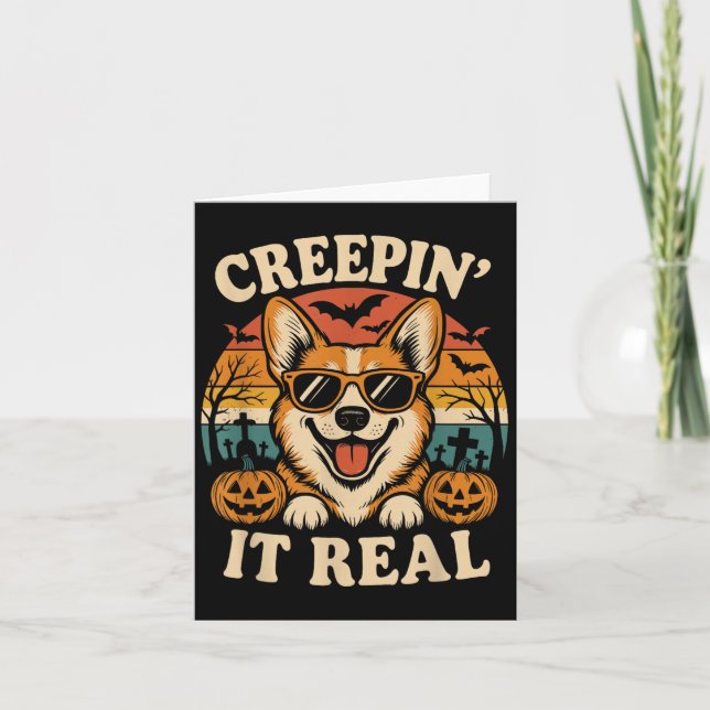 Soky Cute Creen' It Real Funny Dog Halloween Graph Card (Front)