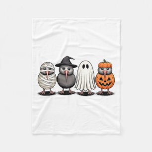 Soky Ghost Kiwi Bird Pumpkin Halloween Skeleton  Fleece Blanket