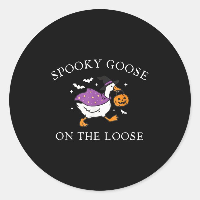 Soky Goose On The Loose Funny Silly Goose Hallowee Classic Round Sticker (Front)