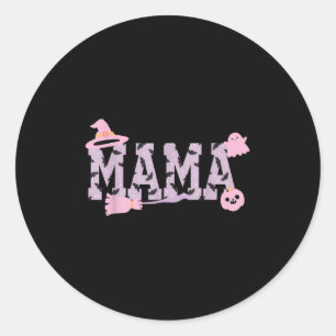 Soky Halloween Mama Varsity Mum Pastel Nk Pumpkin  Classic Round Sticker