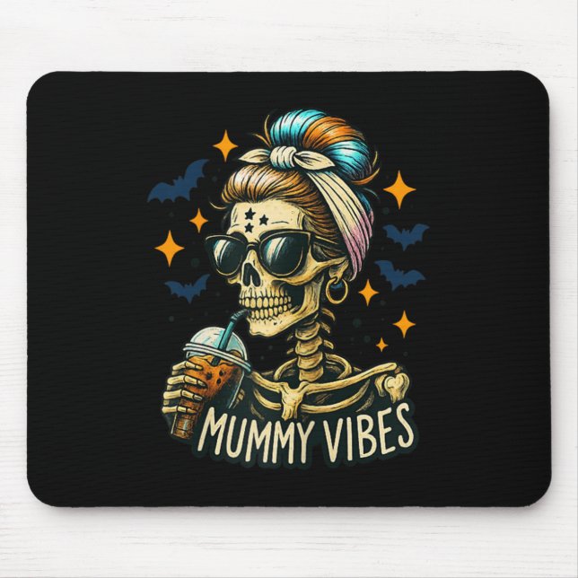 Soky Mummy Skeleton Coffee Vibes Halloween Mom Pro Mouse Pad (Front)