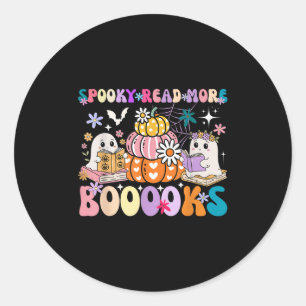 Soky Read More Boooooks Cute Ghost Pumpkin Reading Classic Round Sticker