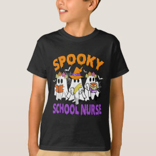 Soky School Nurse Funny Ghost Halloween  T-Shirt