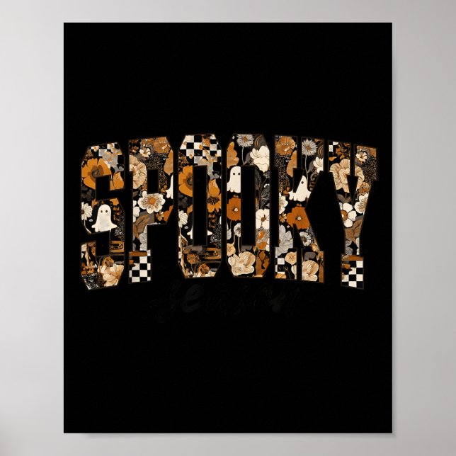 Soky Season Floral Ghost Halloween Fall Vibes Soky Poster (Front)
