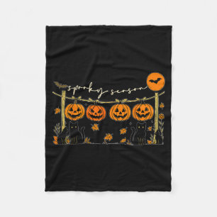 Soky Season Retro Halloween Black Cat Pumpkin Fall Fleece Blanket