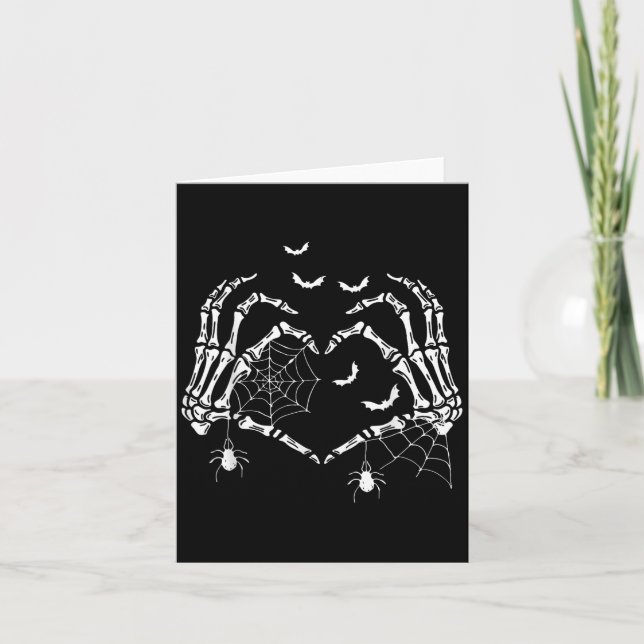 Soky Skeleton Hands Heart Sign Halloween Vibes Wom Card (Front)