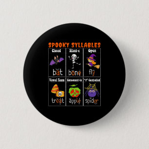 Soky Syllables Funny Halloween Educational Teacher 6 Cm Round Badge