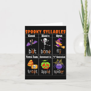 Soky Syllables Funny Halloween Educational Teacher Card