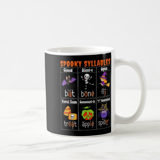 Soky Syllables Funny Halloween Educational Teacher Coffee Mug (Right)