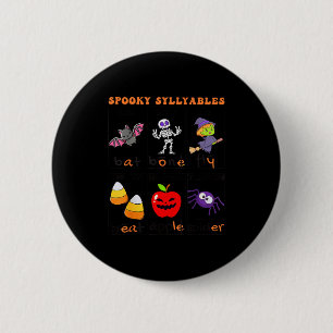 Soky Syllables Teacher Funny Halloween Educational 6 Cm Round Badge