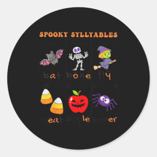 Soky Syllables Teacher Funny Halloween Educational Classic Round Sticker