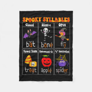 Soky Syllables Teacher Funny Halloween Educational Fleece Blanket