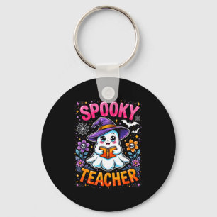 Soky Teacher Cute Ghost Reading Book Funny Hallo  Key Ring