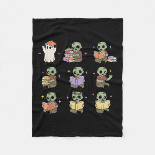 Soky Teacher Halloween Ghost And Zombie Reading Bo Fleece Blanket