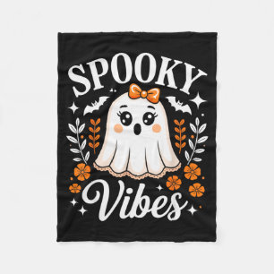 Soky Vibes Ghost Retro Groovy Halloween Women Girl Fleece Blanket