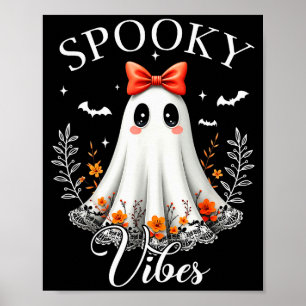 Soky Vibes Ghost Retro Groovy Halloween Women Girl Poster