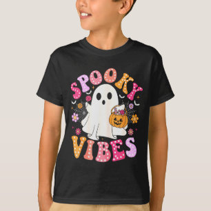Soky Vibes Ghost Retro Groovy Halloween Women Girl T-Shirt