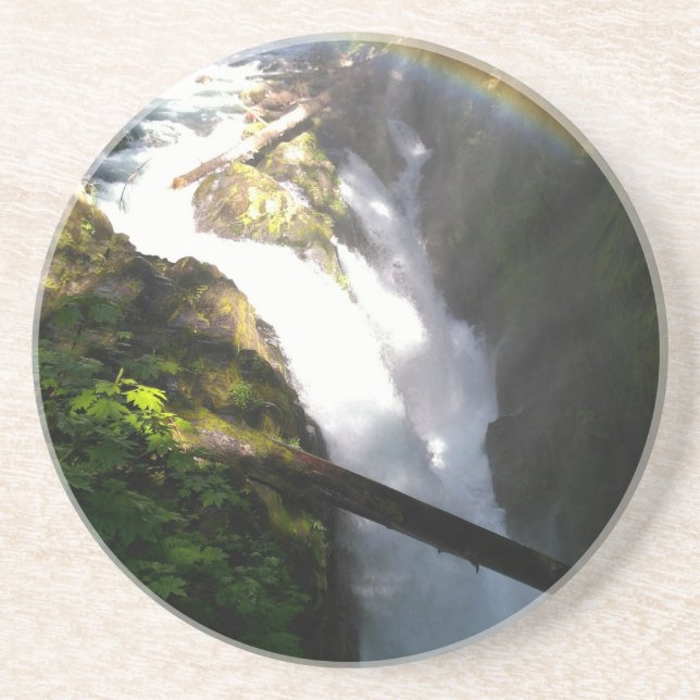 Sol Duc Falls Olympic National Square Tile Coaster (Front)
