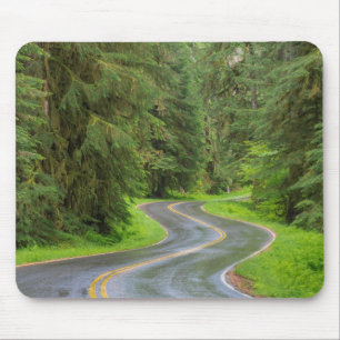 Sol Duc River Road through forest Mouse Pad
