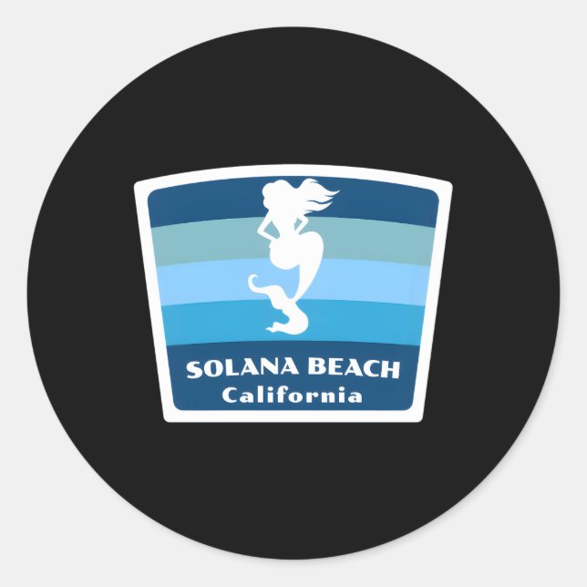 Solana Beach California Ca Mermaid Vacation Classic Round Sticker (Front)