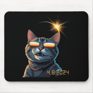 Solar 2024 Eclipse Cat Wearing Eclipse Glasses 1 Mouse Pad