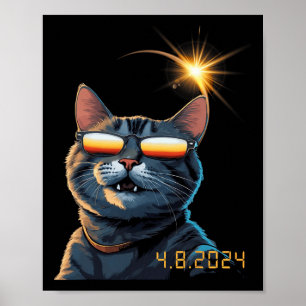 Solar 2024 Eclipse Cat Wearing Eclipse Glasses 1 Poster
